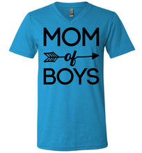 Load image into Gallery viewer, Mom Of Boys T-Shirt | Mom Of Boys Gifts v-neck  neon blue