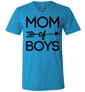 Mom Of Boys T-Shirt | Mom Of Boys Gifts v-neck  neon blue