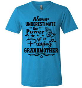 The Power Of A Praying Grandmother T-Shirt neon blue v neck