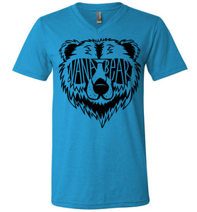Nana Bear Shirt v-neck  neon blue