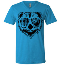 Load image into Gallery viewer, Sister Bear Shirt v-neck neon blue