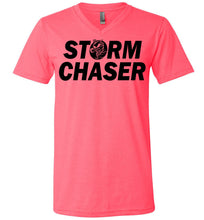 Load image into Gallery viewer, Storm Chaser Funny Shirts For Parents, Funny shirts for moms, Funny shirts for dads  v-neck neon pink