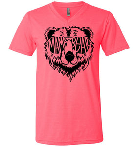 Mama Bear Shirt, Graphic mama bear shirts,  v-neck neon pink
