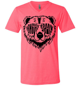 Sister Bear Shirt v-neck  neon pink