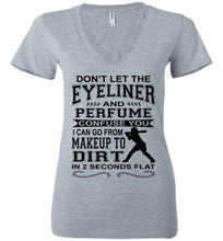 Load image into Gallery viewer, Makeup And Dirt Funny Softball Shirts v-neck athletic heather