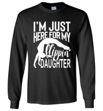Load image into Gallery viewer, Flippin&#39; Daughter Funny Gymnastics Mom Shirts | Gymnastics Dad Shirt Long sleeve black 