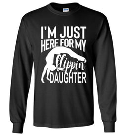 Flippin' Daughter Funny Gymnastics Mom Shirts | Gymnastics Dad Shirt Long sleeve black 