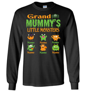 Grand Mummy's Little Monsters Grandma Halloween Shirt Long Sleeve