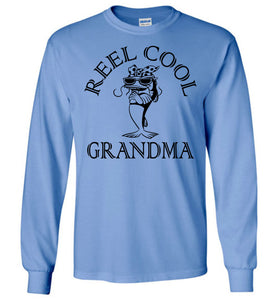 Reel Cool Grandma Long Sleeve Fishing Grandma T Shirt blue