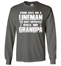 Load image into Gallery viewer, Some Call Me A Lineman Grandpa Shirt LS charcoal