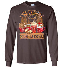 Load image into Gallery viewer, I Run On Coffee And Christmas Cheer Christmas LS Shirts brown