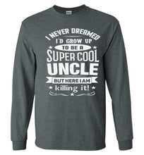 Load image into Gallery viewer, Super Cool Uncle LS T-Shirt | Uncle Shirts dark heather
