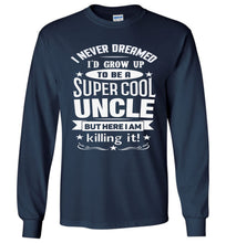 Load image into Gallery viewer, Super Cool Uncle LS T-Shirt | Uncle Shirts navy