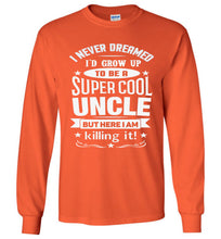 Load image into Gallery viewer, Super Cool Uncle LS T-Shirt | Uncle Shirts orange