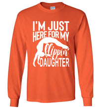 Load image into Gallery viewer, Flippin&#39; Daughter Funny Gymnastics Mom Shirts | Gymnastics Dad Shirt Long sleeve orange
