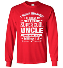 Load image into Gallery viewer, Super Cool Uncle LS T-Shirt | Uncle Shirts red