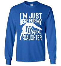 Load image into Gallery viewer, Flippin&#39; Daughter Funny Gymnastics Mom Shirts | Gymnastics Dad Shirt Long sleeve royal