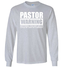 Load image into Gallery viewer, Pastor Warning Funny Pastor Long Sleeve Shirts sports gray