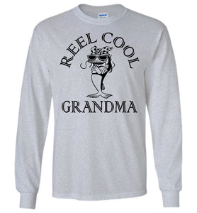 Reel Cool Grandma Long Sleeve Fishing Grandma T Shirt gray