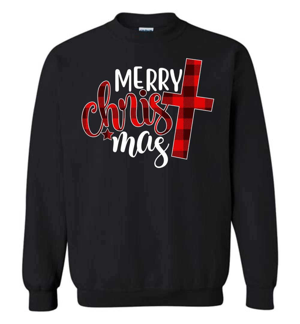 Merry Christ Mas Christian Christmas Crewneck Sweatshirt black