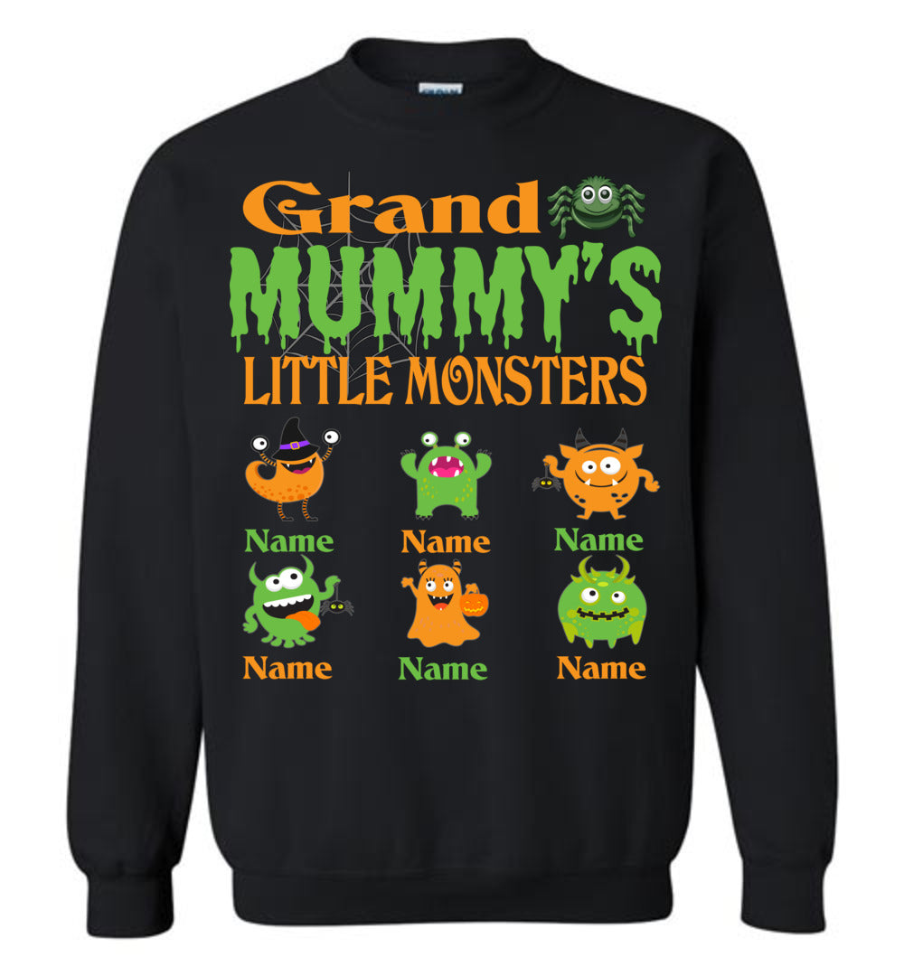 Grand Mummy's Little Monsters Grandma Halloween Crewneck Sweatshirt