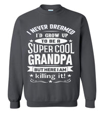 Load image into Gallery viewer, I Never Dreamed I&#39;d Grow Up To Be A Super Cool Grandpa Sweatshirts charcoal