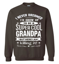 Load image into Gallery viewer, I Never Dreamed I&#39;d Grow Up To Be A Super Cool Grandpa Sweatshirts brown