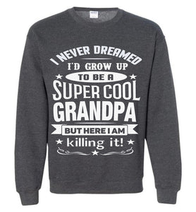 I Never Dreamed I'd Grow Up To Be A Super Cool Grandpa Sweatshirts dark heather