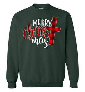 Merry Christ Mas Christian Christmas Crewneck Sweatshirt forest green