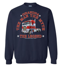 Load image into Gallery viewer, Grandpa The Man The Myth The Legend Trucker Sweatshirt navy