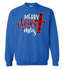 Load image into Gallery viewer, Merry Christ Mas Christian Christmas Crewneck Sweatshirt royal