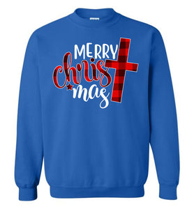 Merry Christ Mas Christian Christmas Crewneck Sweatshirt royal