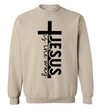 Load image into Gallery viewer, Jesus Is The Way Christian Quote Crewneck Sweatshirt sand