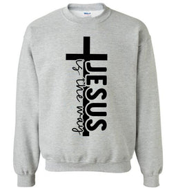 Jesus Is The Way Christian Quote Crewneck Sweatshirt grey