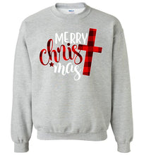 Load image into Gallery viewer, Merry Christ Mas Christian Christmas Crewneck Sweatshirt sports gray