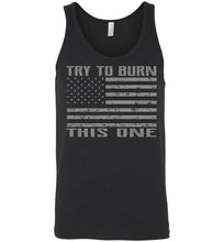 Load image into Gallery viewer, Try To Burn This One, Proud American Flag Tank Top unisex black