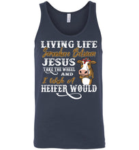 Load image into Gallery viewer, Jesus Take The Wheel I Wish A Heifer Would Tank Top unisex  navy
