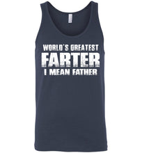 Load image into Gallery viewer, World&#39;s Greatest Farter I Mean Father Tank Top navy