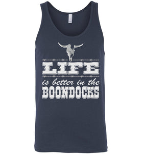 Life Is Better In The Boondocks Country Tank Tops unisex navy