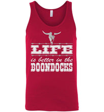 Load image into Gallery viewer, Life Is Better In The Boondocks Country Tank Tops unisex red
