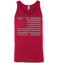 Load image into Gallery viewer, Try To Burn This One, Proud American Flag Tank Top unisex  red