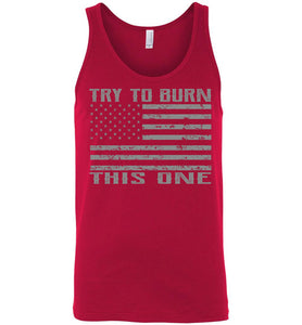 Try To Burn This One, Proud American Flag Tank Top unisex  red