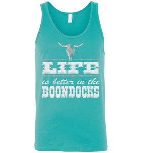 Life Is Better In The Boondocks Country Tank Tops unisex turquise