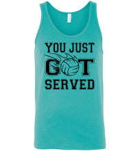 Load image into Gallery viewer, You Just Got Served Volleyball Tank Top unisex teal