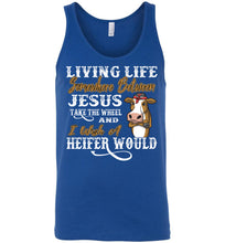Load image into Gallery viewer, Jesus Take The Wheel I Wish A Heifer Would Tank Top unisex royal