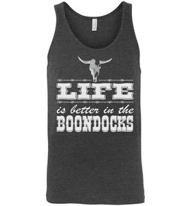 Life Is Better In The Boondocks Country Tank Tops unisex gray