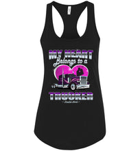 Load image into Gallery viewer, My Heart Belongs To A Trucker Wife Tank Top black