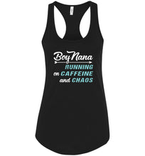Load image into Gallery viewer, Boy Nana Running On Caffeine And Chaos Tank Top black