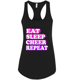 Eat Sleep Cheer Repeat Cheer Tank Top black