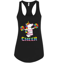 Load image into Gallery viewer, Unicorn Cheer Tank Tops Ladies Racerback Tank Black